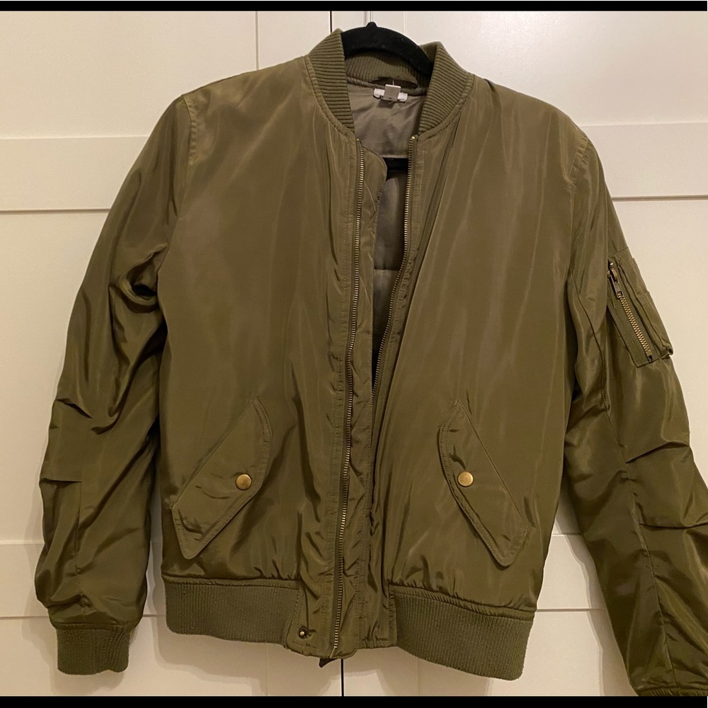 Olive green bomber jacket